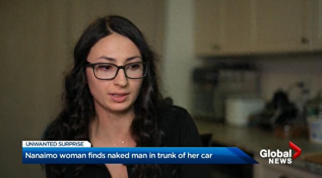 加拿大妹子在汽车后备箱发现陌生裸男，竟在里面住了三天