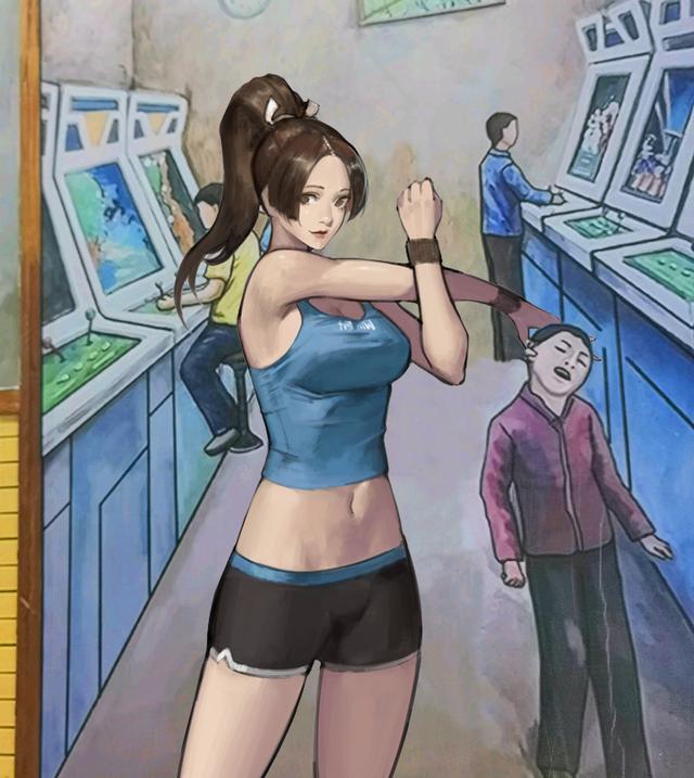 街机游戏爱穿热裤的少女,白花花总让人分心