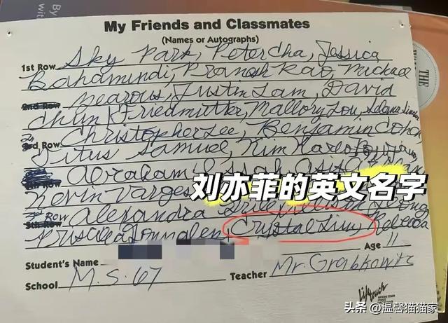 刘亦菲美国初中同学晒班级合照,12岁刘亦菲坐c位惊艳,还是校花