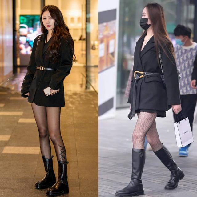 被杭州女生惊艳到了!满大街都在穿“靴子+黑丝”,洋气又好看