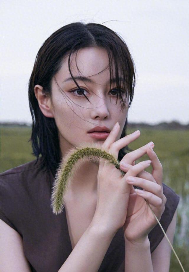 美女拿个狗尾巴草都好看,张馨予穿露脐装大秀长腿,氛围感太强