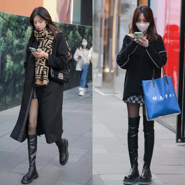 被杭州女生惊艳到了!满大街都在穿“靴子+黑丝”,洋气又好看