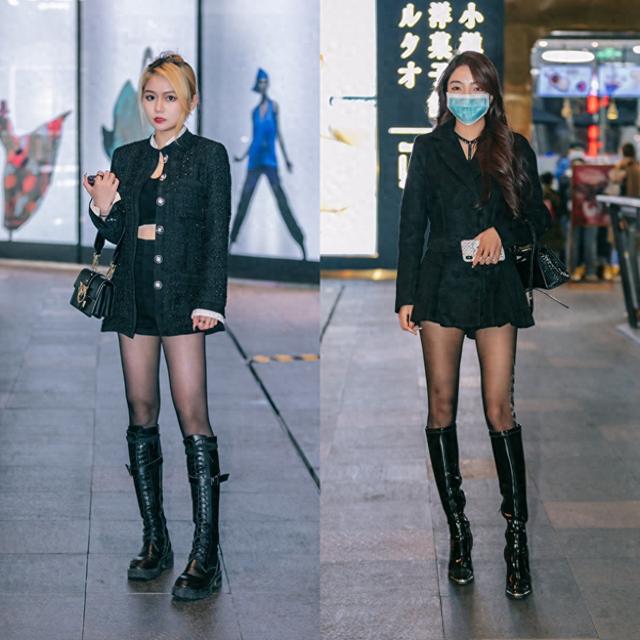 被杭州女生惊艳到了!满大街都在穿“靴子+黑丝”,洋气又好看