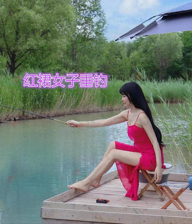 浙江一红衣女子河边钓鱼,肤白貌美衣着清爽,网友:真不怕蚊子咬